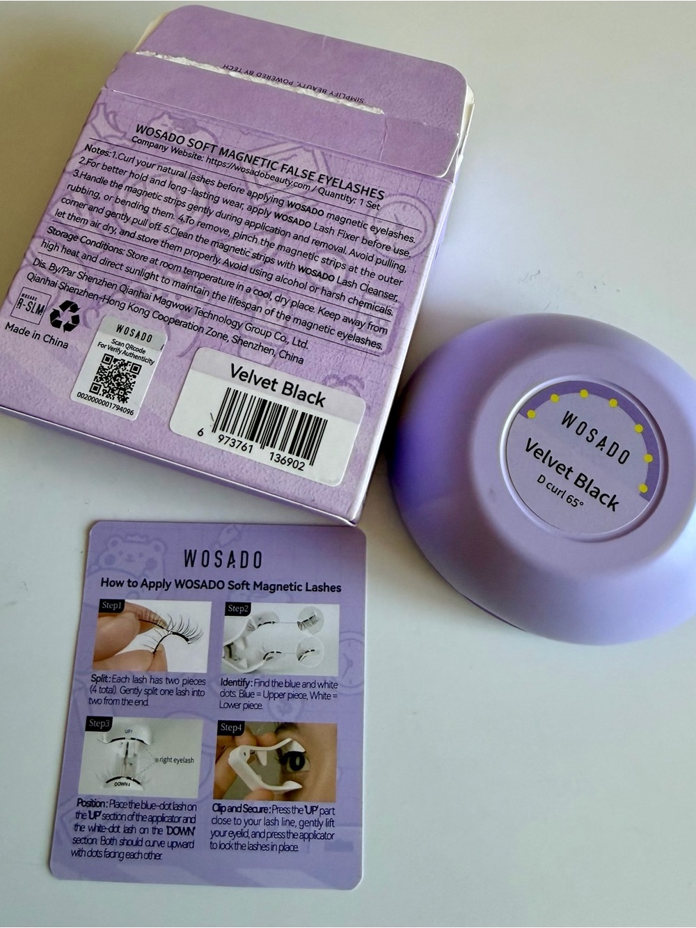 💜LIKE NEW - WOSADO Velvet Black Soft Magnetic Lashes